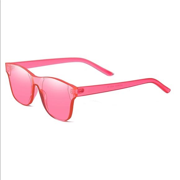 Rimless Wayfarer Sunglasses Retro Pink Classic NEW - Picture 4 of 5